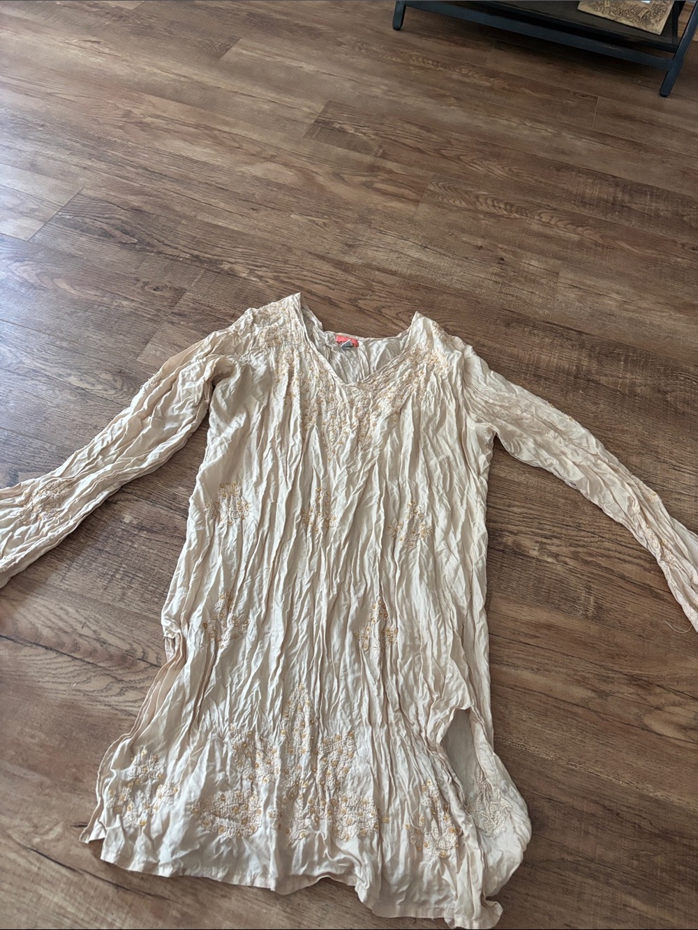 Sigrid Olsen Cream Embroidered V-Neck Tunic